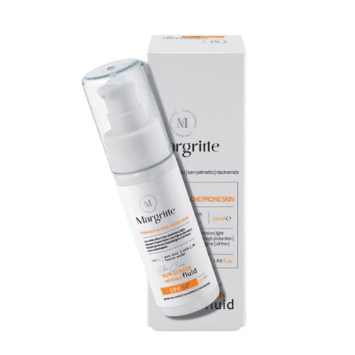 فلوئید ضدآفتاب بی رنگ spf50 مناسب پوست چرب و جوشدار مارگریت