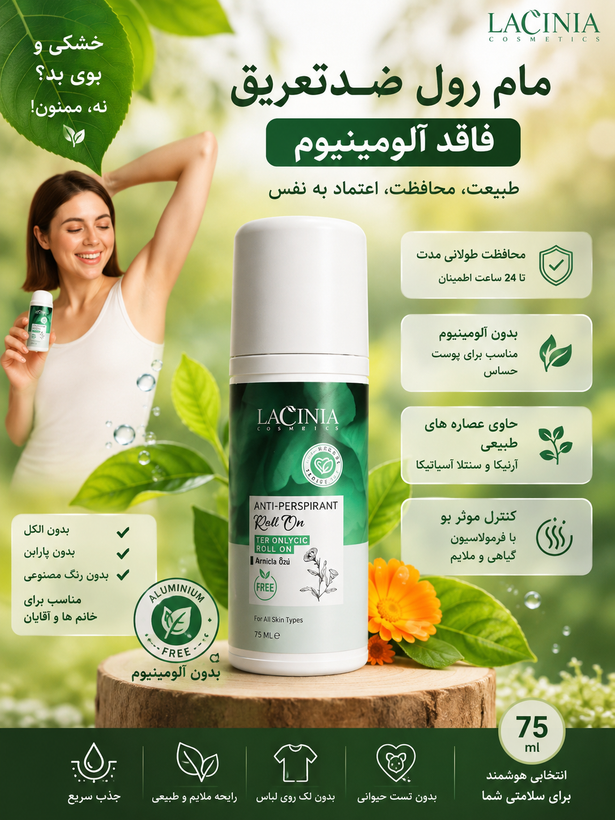 مام رول ضدتعریق فاقد آلومینیوم برند لاسینیا ترکیه 75 میل
